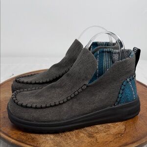 Hey Dude Shoes Wm 6 Denny Crafted Gray Casual Slip-On High Top Ankle Booties